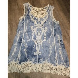 Indigo Thread Blue And Crochet Tank Size‎ S
